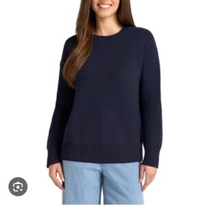 Matty M Women's Waffle Knit Crew Neck Sweater - Navy - XXL